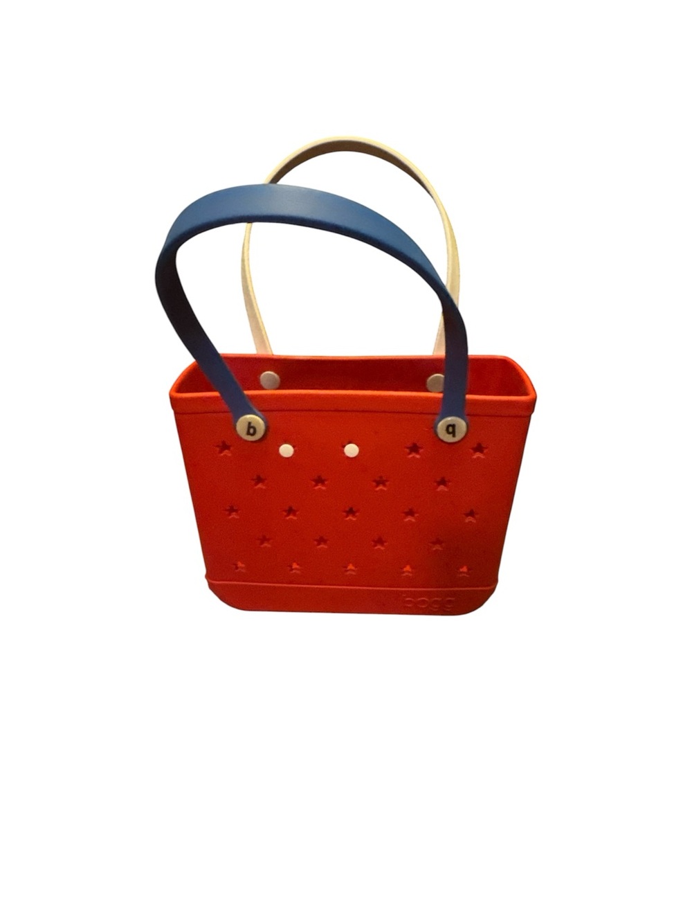 Bogg Red Star-Detail Tote Bag with Blue and White Handles